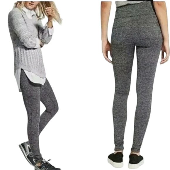 Athleta Herringbone Metro High Waisted Legging Yoga Pants Womens SM Grey Black - Picture 1 of 4